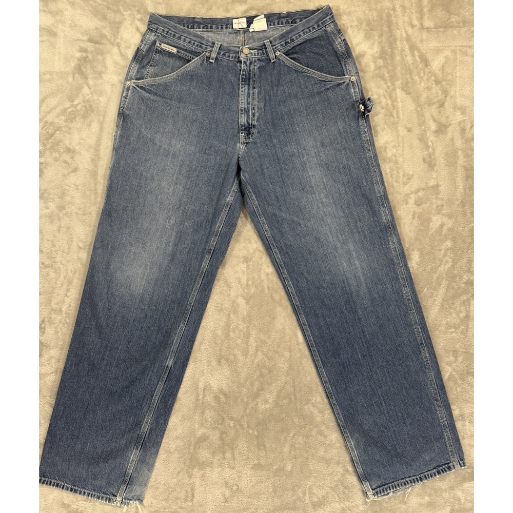 Calvin Klein Jeans Mens 36x34 Carpenter Double Stone Wash Baggy Hammer‎ Loop Y2K